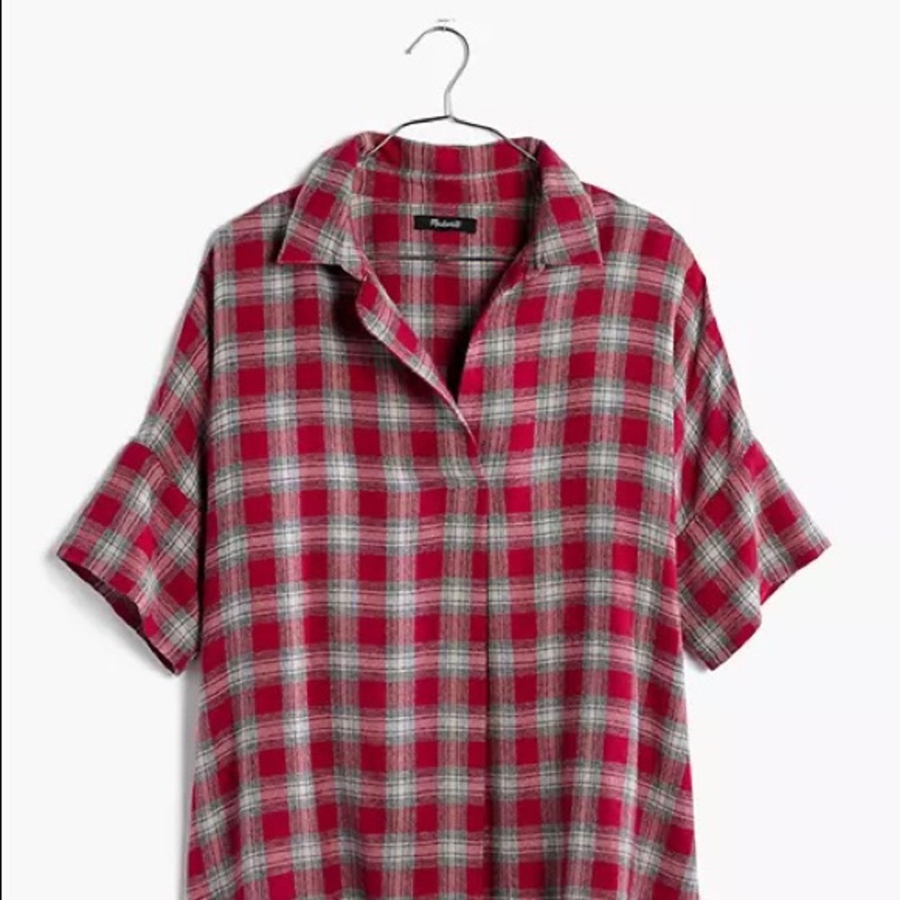 Madewell Red Fairfax Plaid Collared Blouse - XS